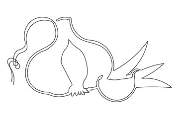Garlic shape created with smooth single line art illustration