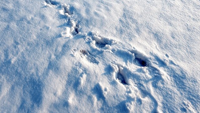 Footprints on Sparkling Frozen Surface