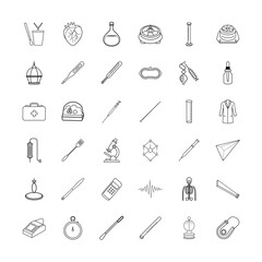 Obraz premium Essential science and healthcare equipment icon set designed for medical research and learning themes Vector illustration