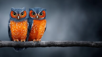 Two owls perched on a branch