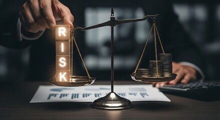 Weighing financial risk versus reward with professional investment strategy, balancing business decisions for future success in a dynamic market.