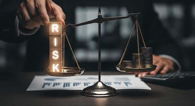 Weighing financial risk versus reward with professional investment strategy, balancing business decisions for future success in a dynamic market. - Powered by Adobe