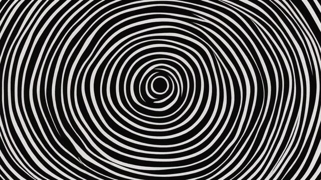 Animated concentric circles made of thin hand-drawn lines pulsating in and out. Hypnotic movement, slightly imperfect edge effects for character,