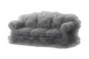 Sofa made of cloud on transparent background representing comfort, dreams, lightness, and relaxation