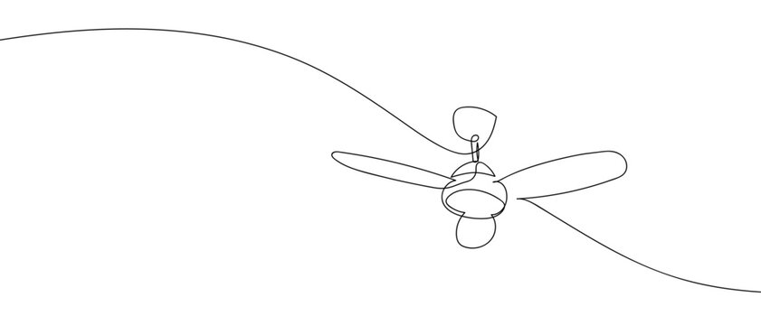Ceiling fan in one continuous line one line vector illustration Editable stroke.