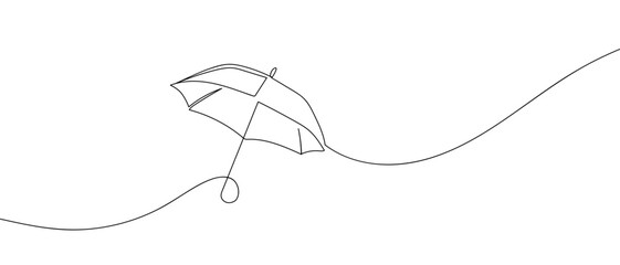 Rain umbrella in one continuous line one line vector illustration Editable stroke. © Proongnee