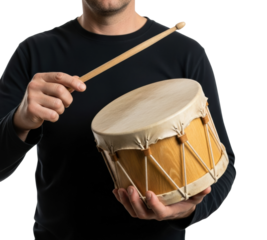 Playing a drum music view rhythm isolated on transparent background