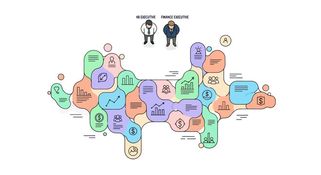 Abstract Business Strategy Flowchart for Executive Decision Making