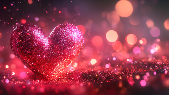 Particle glitter glow heart background in a seamless loop creating sparkling luminous motion symbolizing love celebration joy and magical energy ideal for digital design and festive visuals