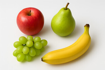 Organic fresh fruits on white background