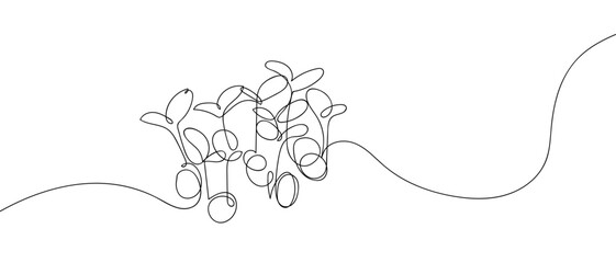 Obraz premium A tree sapling grows from a seed in one continuous line. one line vector illustartion Editable stroke.