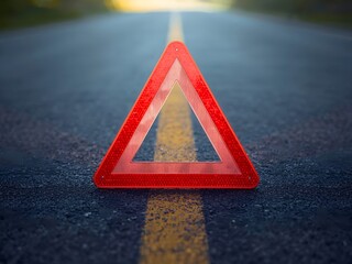 Stay safe on the road with this red hazard warning triangle for breakdowns or accidents on highways