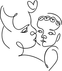 Beauty baby and mother illustrator outline sket 