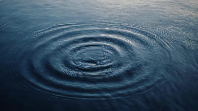 Water Ripples Forming Circles on a Dark Blue Background