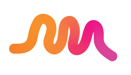 Abstract colorful hand drawn squiggle line with gradient effect on white background