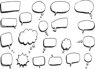 Fototapeta premium Collection of Hand Drawn Speech Bubbles and Thought Bubbles Vector