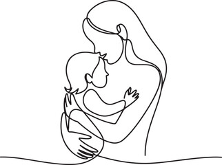 Mother loves with his soon.one line vector illastration with out backgraund