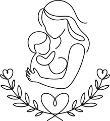 Mother loves with his soon.one line vector illastration with out backgraund
