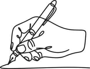 line art hand writing continuous line art drawing hand with pen line art illustration.one line icon with out background