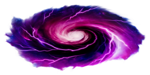 Swirling cosmic vortex with purple pink energy isolated on a transparent background