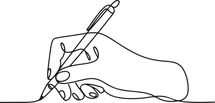 line art hand writing continuous line art drawing hand with pen line art illustration.one line icon with out background