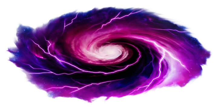 Swirling cosmic vortex with purple pink energy isolated on a transparent background