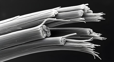 Close up of broken fibers showing material structure