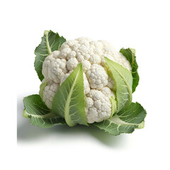 Fresh white Cauliflower isolated on white background.Clipping path.