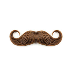 Brown curly Mustache isolated on white background. Clipping path