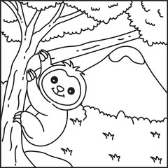 Naklejka premium Cute and cozy animal coloring page for kids and adults