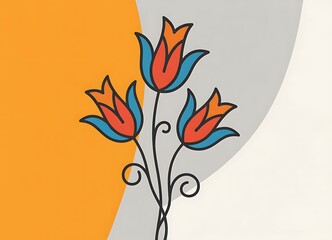 Colorful stylized flowers with abstract background art illustration