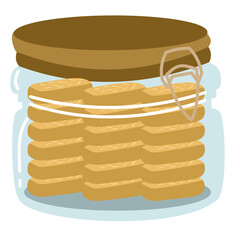 Kastengel Eid Cookies in Glass Jar – Flat Illustration