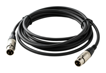 Connecting audio equipment xlr cable isolated on transparent background