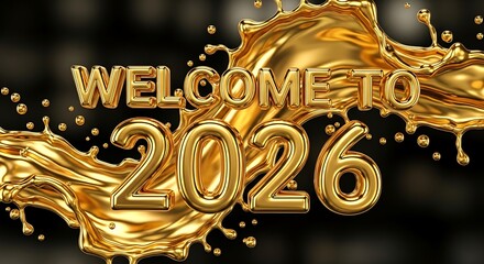Golden welcome to the year two thousand twenty six celebration