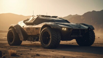 Armored futuristic aggressive cyber design extreme terrain car