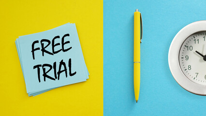 Free Trial Promotion with Sticky Notes and Time Symbol