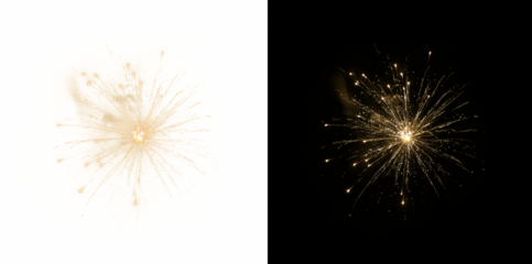 Champagne gold sparkles firework PNG. Magic glitter burst.