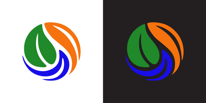 Logo design showcasing vibrant leaves in a swirling circle, perfect for eco-friendly brands and sustainable initiatives seeking a fresh, memorable identity