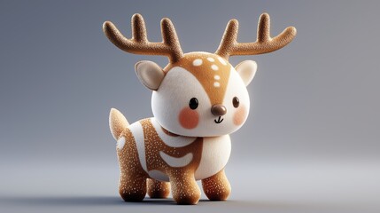 Reindeer vector, decorative cartoon 3D style, cute festive expression 2