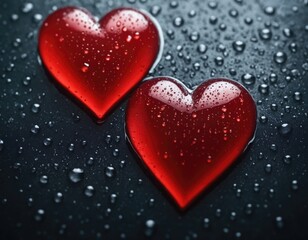 Obraz premium Heart shaped blood drop, on blue background.