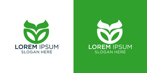 Green logo design featuring leaves and a circular shape, perfect for eco-friendly businesses, organic brands, and sustainable initiatives with a clean, contemporary aesthetic