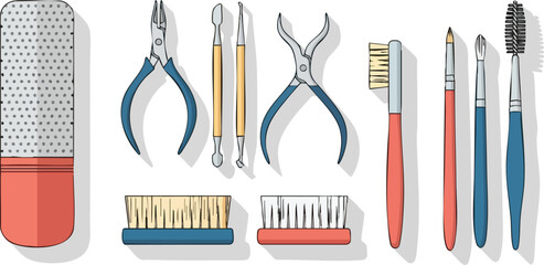 Organized Selection of Beauty and Hobby Tools for Creative Pursuits