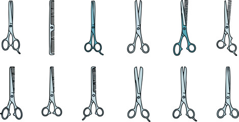 Collection of Surgical Scissors Illustrations for Medical Use