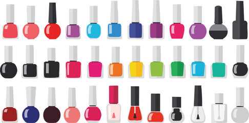 Colorful Collection Assorted Nail Polish Bottles in Vibrant Hues