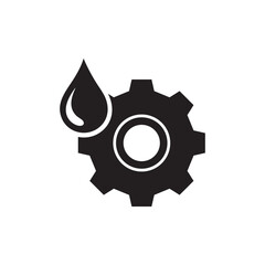 Oil Drop and Gear Mechanic Lubrication Icon Vector
