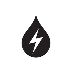Water Drop with Lightning Bolt Energy Icon Vector Illustration
