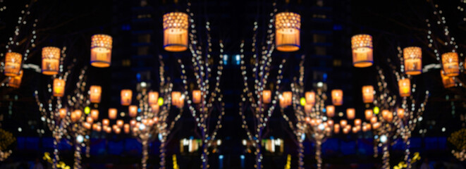 Christmas festive lantern on a fair at night