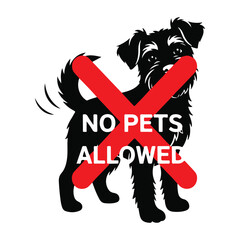 Fototapeta premium Dog silhouette with red no pets allowed prohibition sign icon
