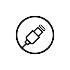 USB Type C Cable Icon Minimal Line Art
