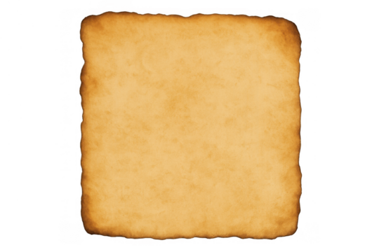 Textured old parchment paper presenting a vintage, aged background with rough, burnt edges and a transparent background - Powered by Adobe